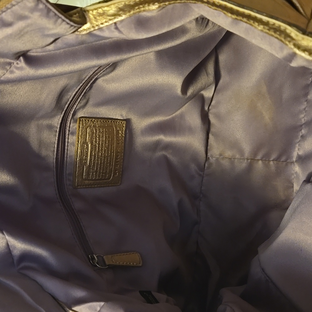 Coach Gold Metallic EmbossedTote East West - Picture 9 of 12